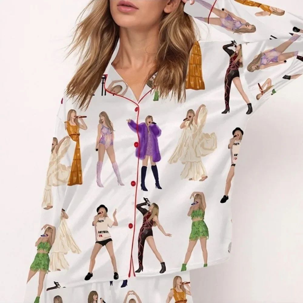 SHESHOW | NEW White TAYLOR SWIFT Pajama Set with Top/Pants Women’s Size Large